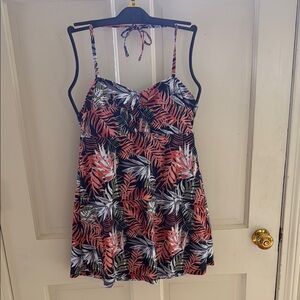 Tropical print one piece swim dress new… size M
